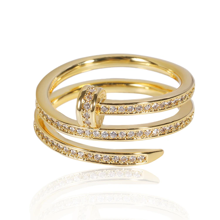 

Luxury Jewelry China Guangzhou Ring Finger Nail Ring 16k 18 k 20k gold plated gemstone rings For Wholesale, Gold color