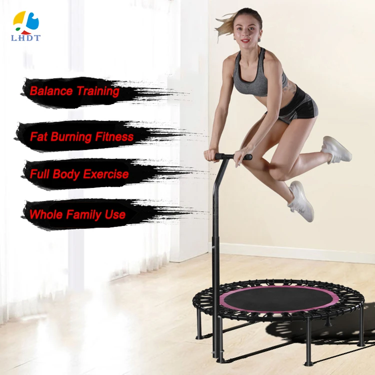 

40 Inch Mini Folding Trampoline Fitness Workout Rebounder Children Trampoline for kids with Adjustable Handrail Angle, Customized color