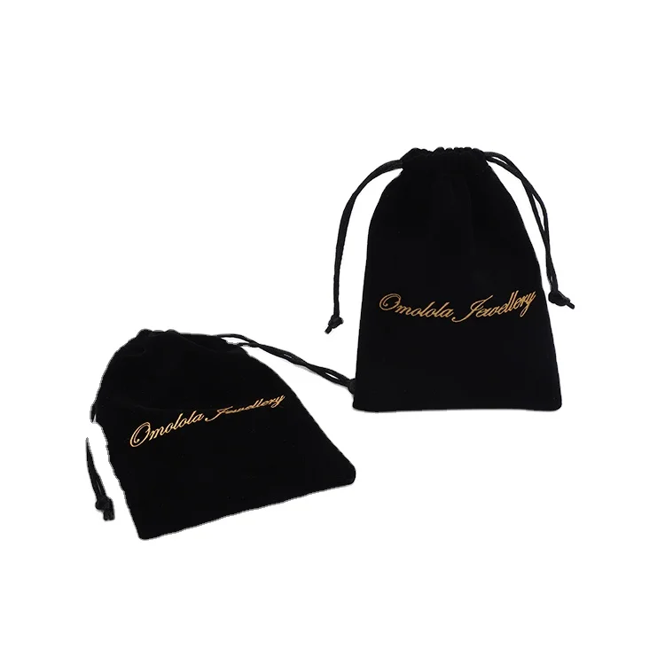 

High Quality Thick Drawstring Jewelry Bag Black Velvet Jewelry Packaging Pouch with Logo Custom, Black, pink, white or custom