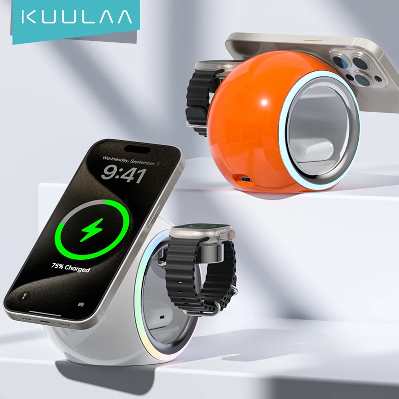 

KUULAA 2024 Trends Multifunction Capsule 15W 3 in 1 Wireless Charger Charging Dock Station