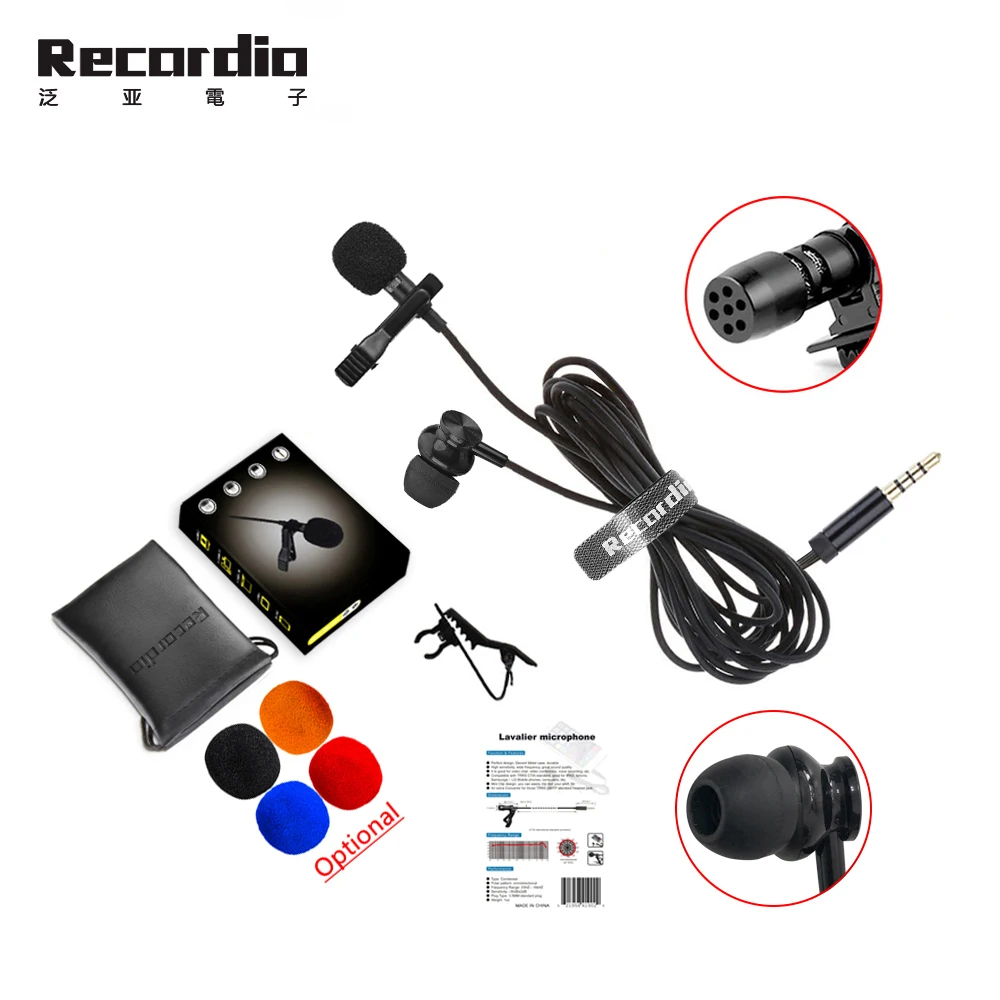 

GAM-150 Mini Clip-on Lapel Lavalier Microphone with 3.5mm Headphone Output Jack for lPhone Android Smartphone DSLR Camera
