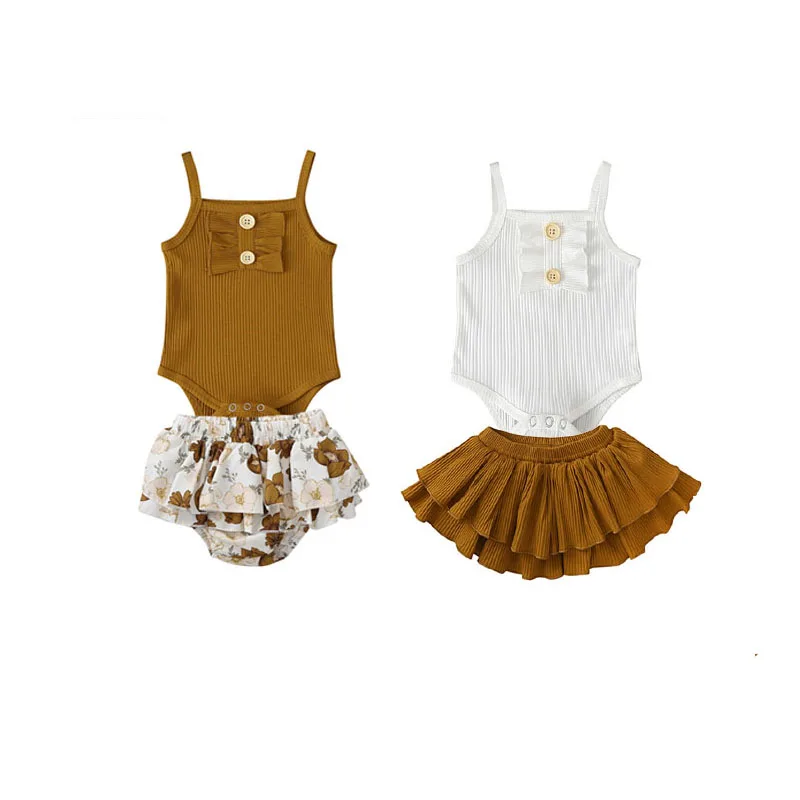 

RTS Latest new print 2 piece infant romper set western baby bloomer outfit for summer, As picture show