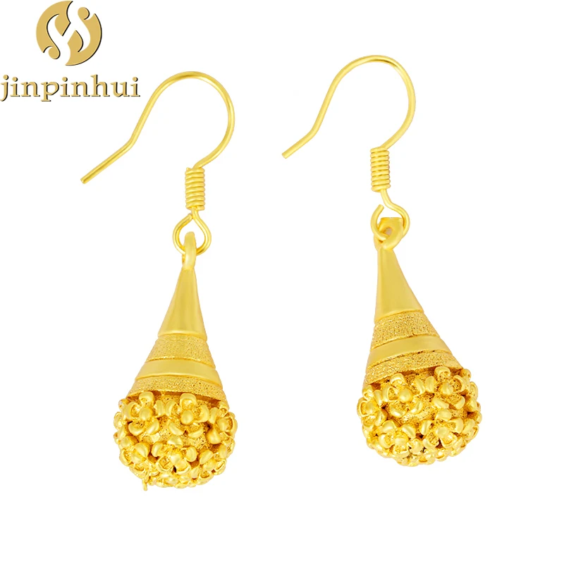 

JINPINHUI jewelry Women's Vietnam Sand Gold 24k Gold Drop Ear Hook