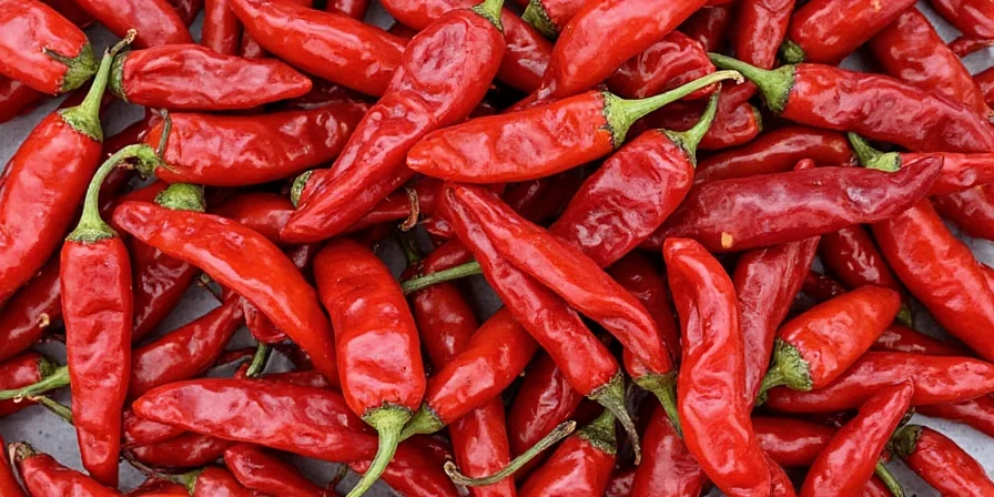 Organized spice cabinet with dried chilis