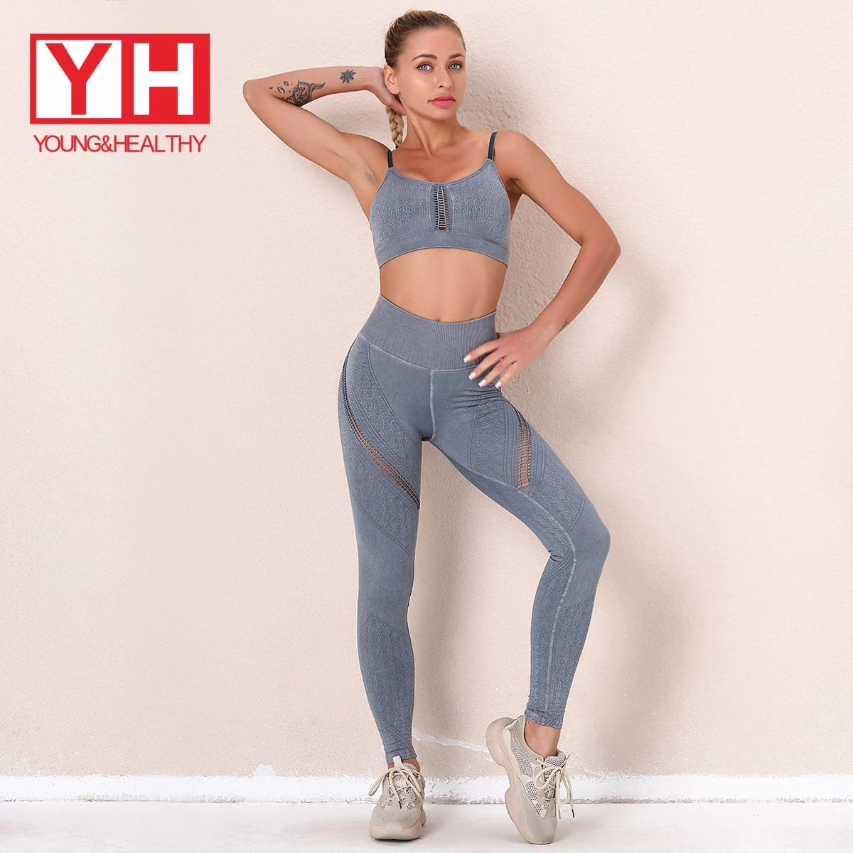 

Tiktok Plain Exercise Fancy High Quality Seamless Womens Yoga Fitness Sets