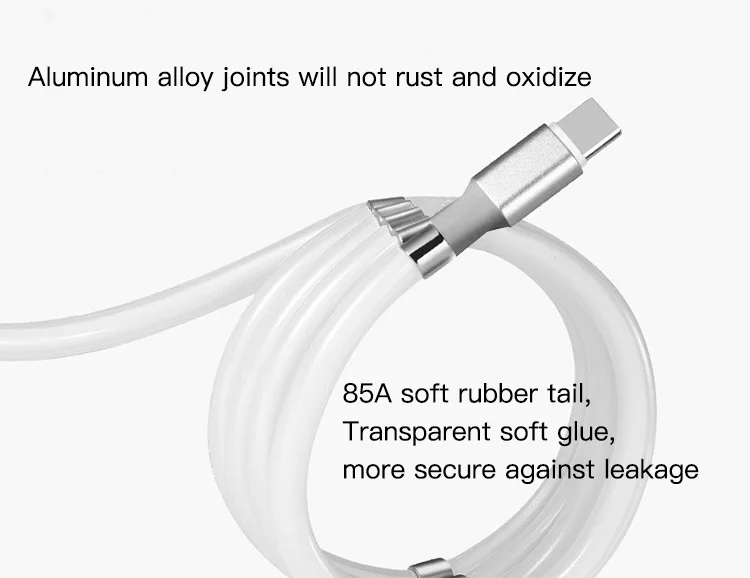 2020 Newest 12Pcs Magnets Usb Charging Cable 1M Supercalla Organizing Easy Coil Magnetic Self Winding Cable - ANKUX.COM