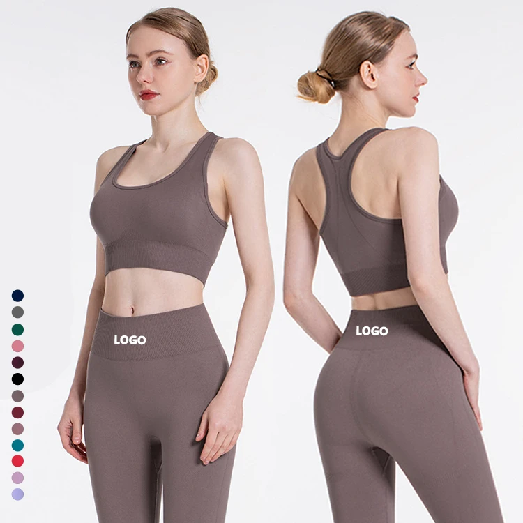 

New arrivals fashion fitness yoga wear high waisted custom logo women seamless yoga leggings set, Picture