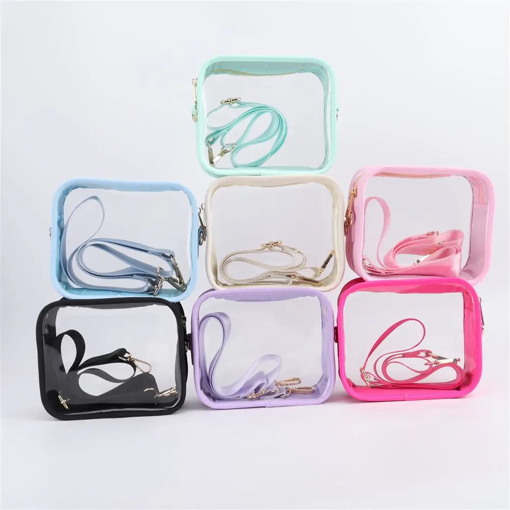 

2023 Summer Fashion Cell Pone Purse Crossbody Bag Women Small Thick PVC Handbag Heavy Duty Mini Clear Tote Bags
