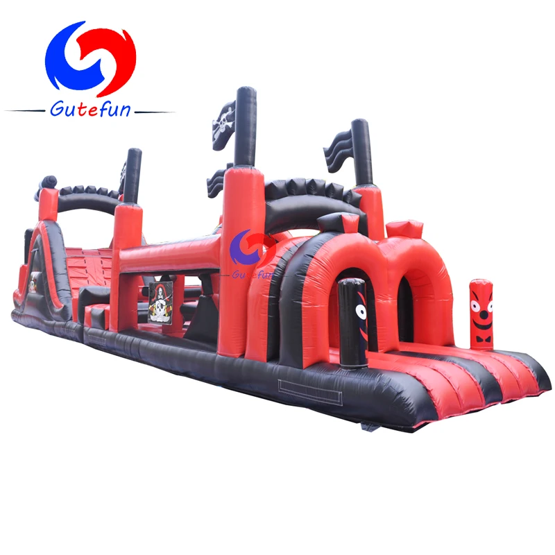 

most attractive games modular 60feet double lane inflatable Pirate Treasure Ship Obstacle Course for sale