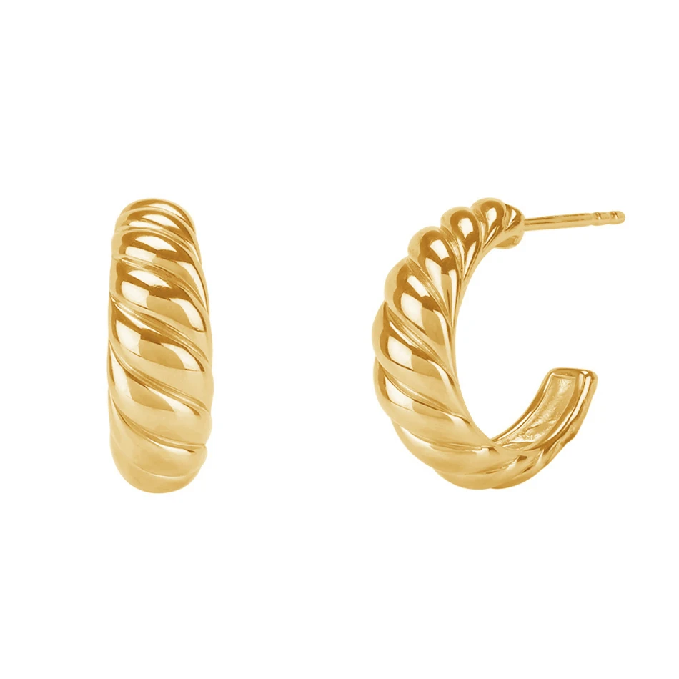 

18k gold plated classic jewelry best selling fashion 925 sterling silver croissant dome earrings
