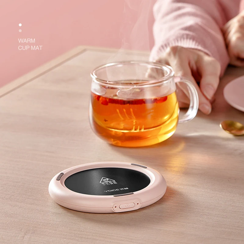 

5V Cup Heater USB Charge Smart Thermostatic Hot Tea Makers Heating Coaster Desktop Heater for Coffee Milk Tea Warm Cup Pad, Pink