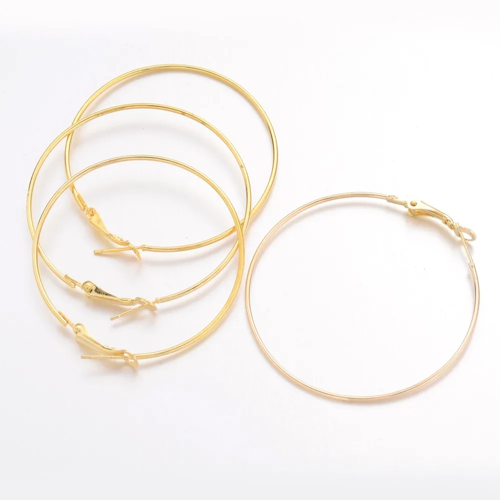 

PandaHall 49mm Big Gold Iron Jewelry Making Earring Hoops, Golden color
