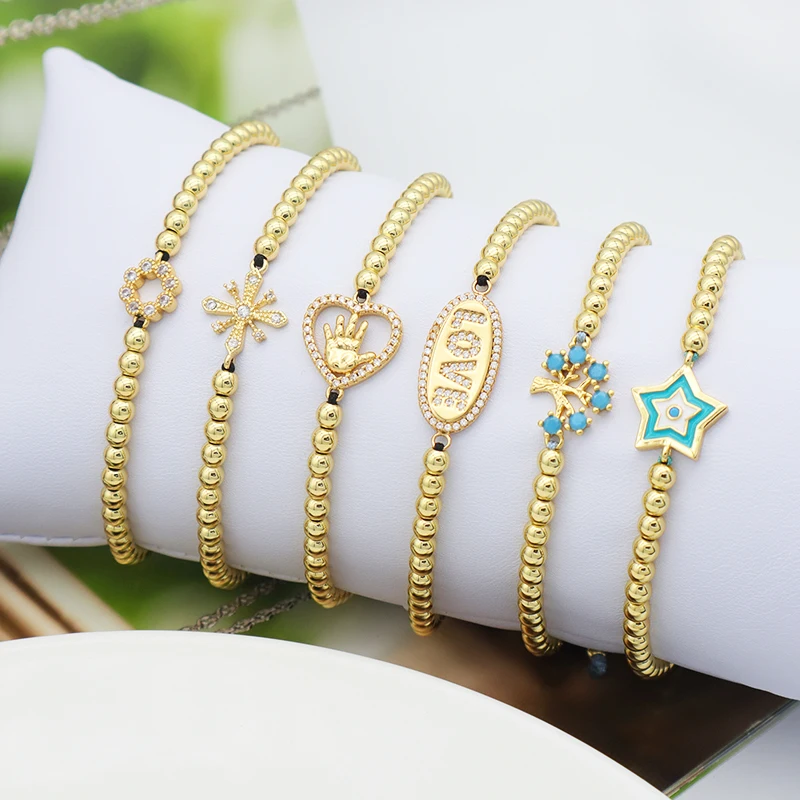 

Top quality 18K gold plated cz jewelry rope adjustable women bracelet Turkish evil eyes
