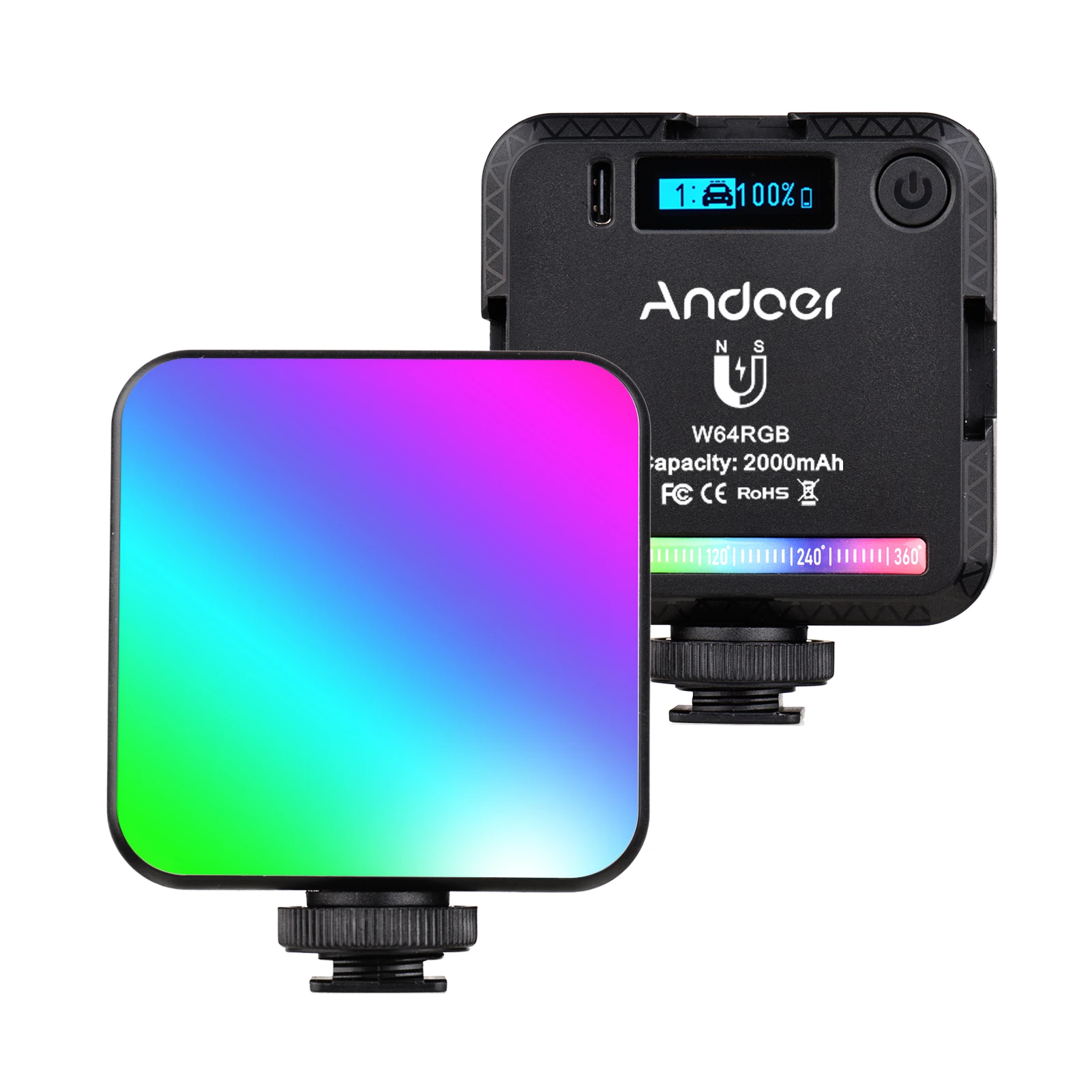 

Andoer W64RGB Mini RGB Light Rechargeable Photography Light for Vlog Live Streaming