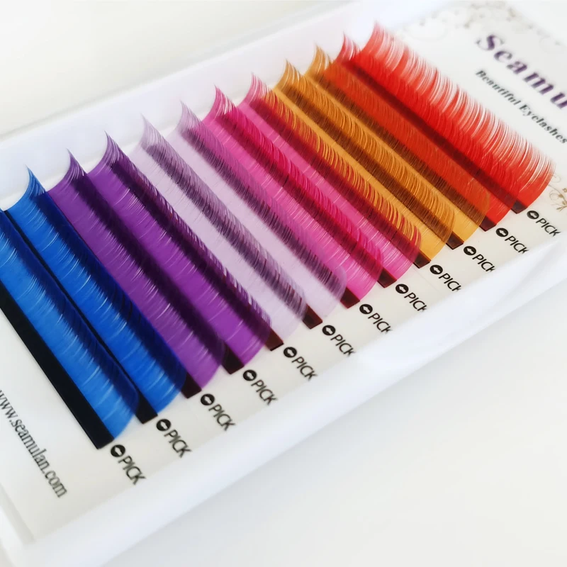 

Wholesale Color Eyelashes Lashes False Eyelashes 100 Real Mink Fur Luxury Soft Rainbow Sexy Party Cotton Cross Hair, Colorful