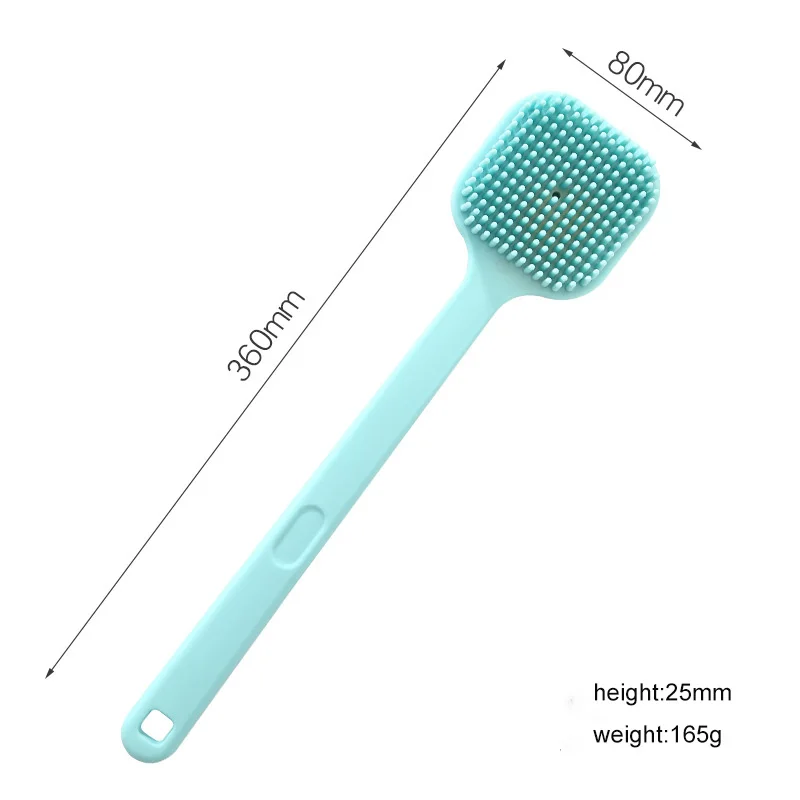 

Double-Sided Shower Body Scrub Back Silicone Scrubber Soft Bath Body Brush for Shower with Long Handle, Pink,blue