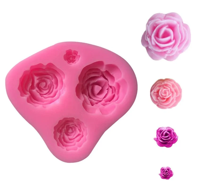 

Roses Flower 3D Silicone Cake Mold Chocolate Sugarcraft Decorating Fondant Tools, Pink