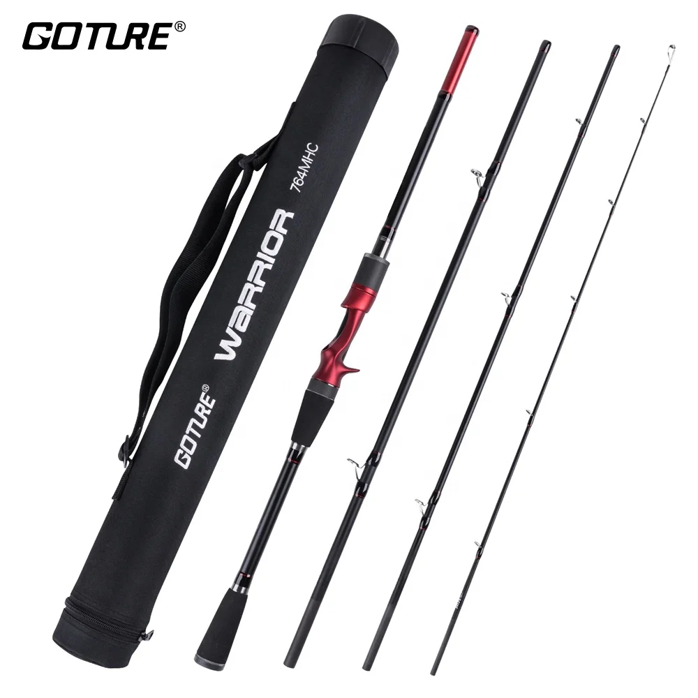 

Goture High Quality Lure Rods 4 Section Spinning Casting Travel Rod Fishing Rods, Red