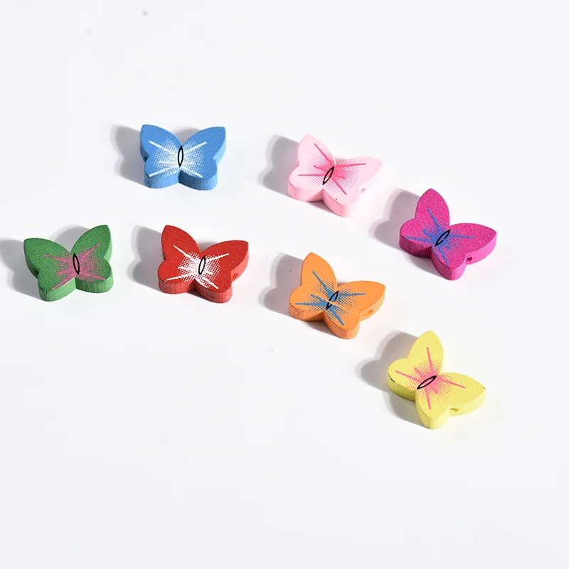 

Butterfly Flat Wooden Beads Mixed Colours Baby Decorative Accessory, Multi colors