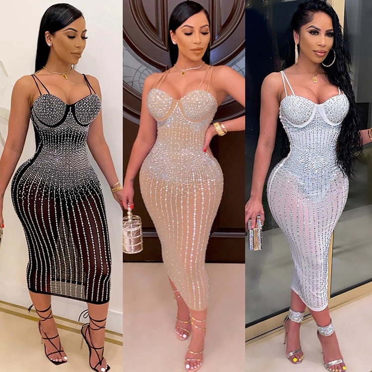 

Newst Lady Evening Sleeveless Sexy Summer Sling Long Pencil Dress Women Plus Size Slim Fit Elegant Casual Dresses, 3 color
