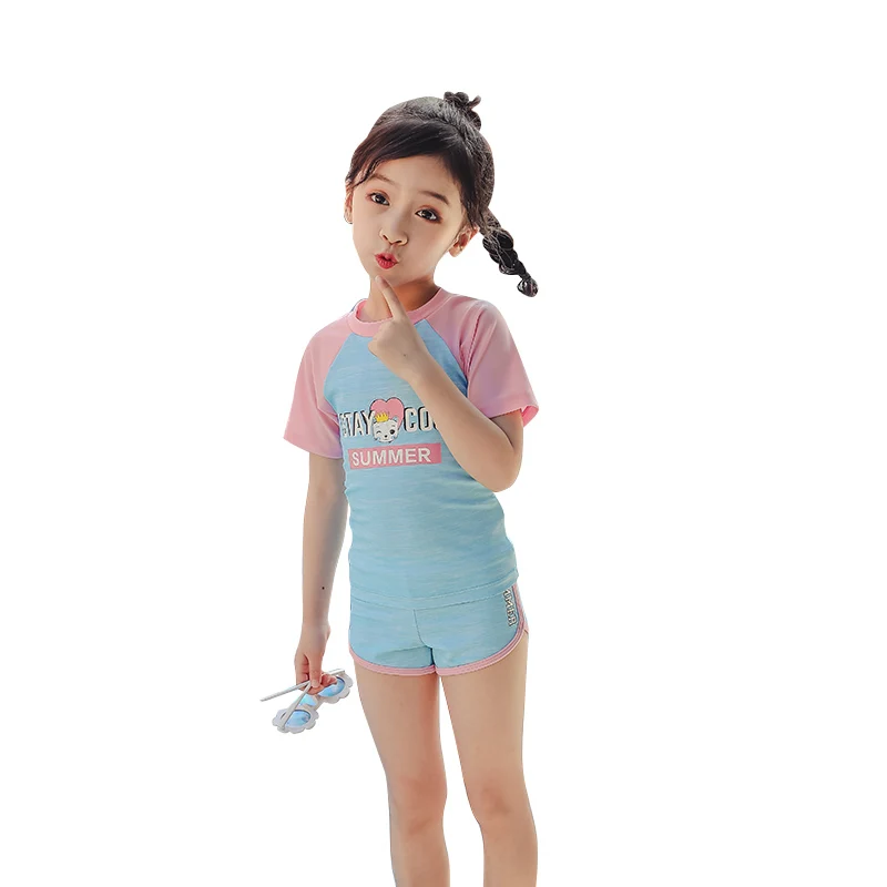 

Mommy and baby swimwear blue pink high end sublimated swimsuit, As picture