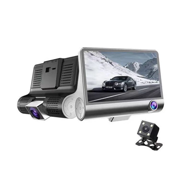 

2019 Best selling 4 Inch 3 lens 140 Degree Front Interior & Rear View 1080P Full HD Car Camera 3 Lens Car Black Box