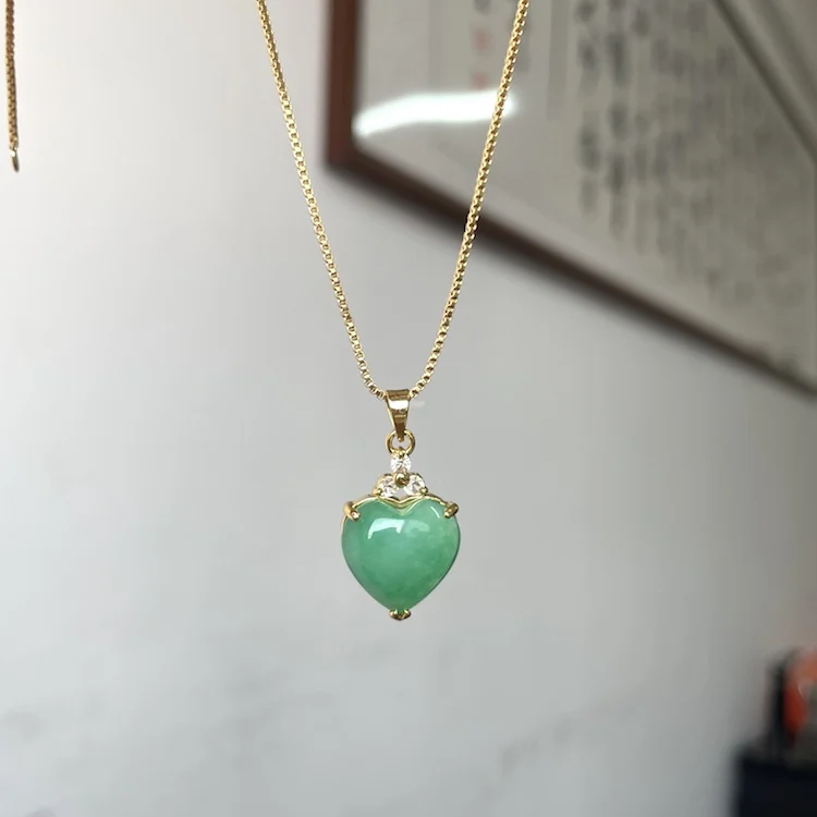 

Jialin Jewelry chinese jade heart necklace real natrual jade heart pendents Wholesale jade Necklace women lucky charms