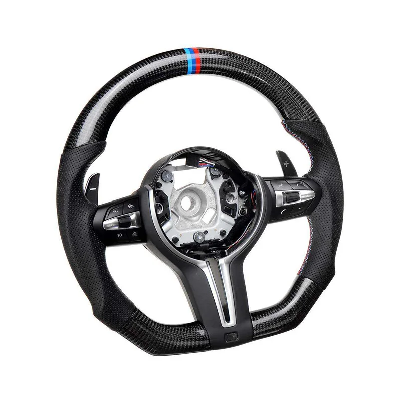 

2023 Hot Style Leather Steering Wheel For BMW X5 E70 F15 X6 E71 F16 M3 M4 M5 E90 E60 F20 F30 F01 Carbon Fiber LED Steering Wheel