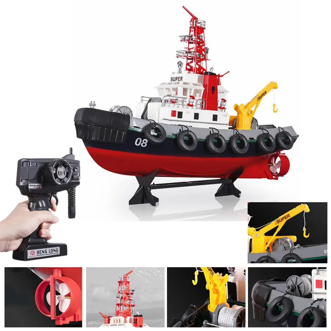 

henglong 3810 2.4g rc seaport fireboat 63cm Electric Tugboat Spray Water Toys RC workboat boats luxury yacht