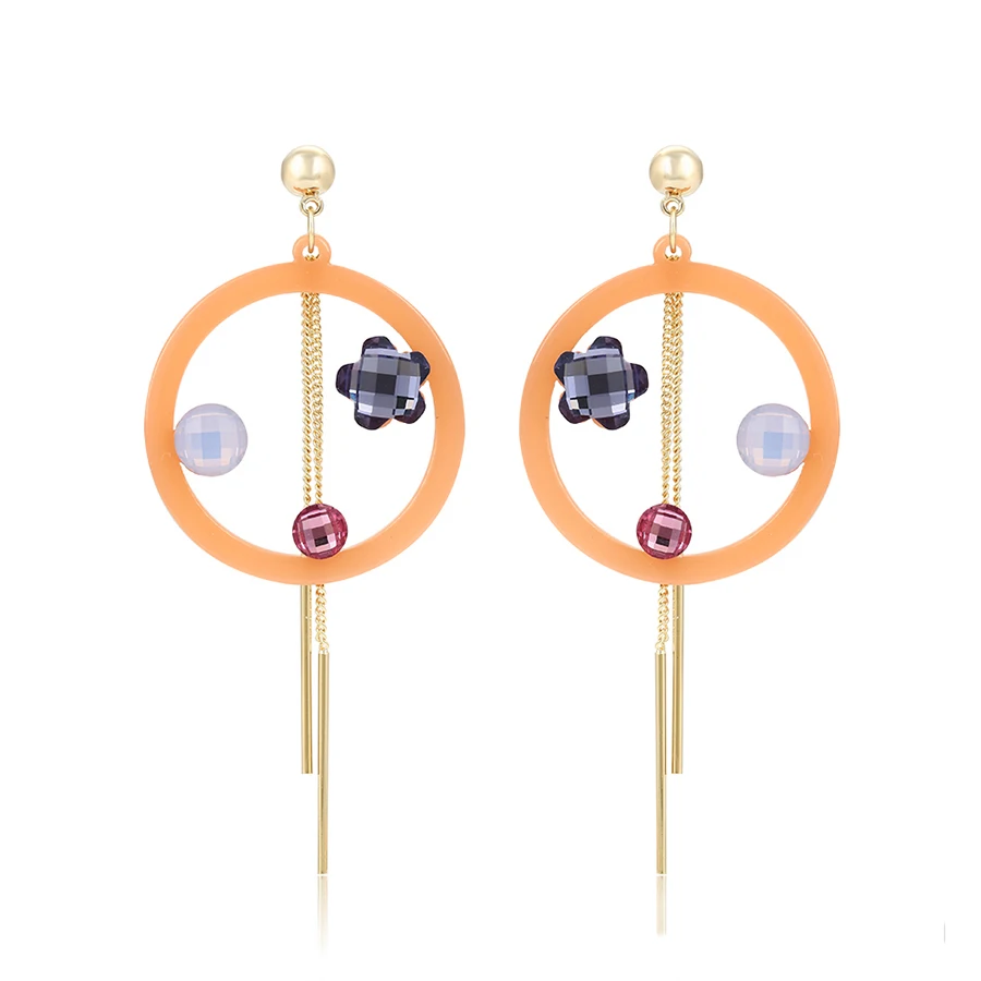 

BLE-1069 Xuping fashion jewelry earrings, 14K gold color flower shape stone acrylic earrings for women
