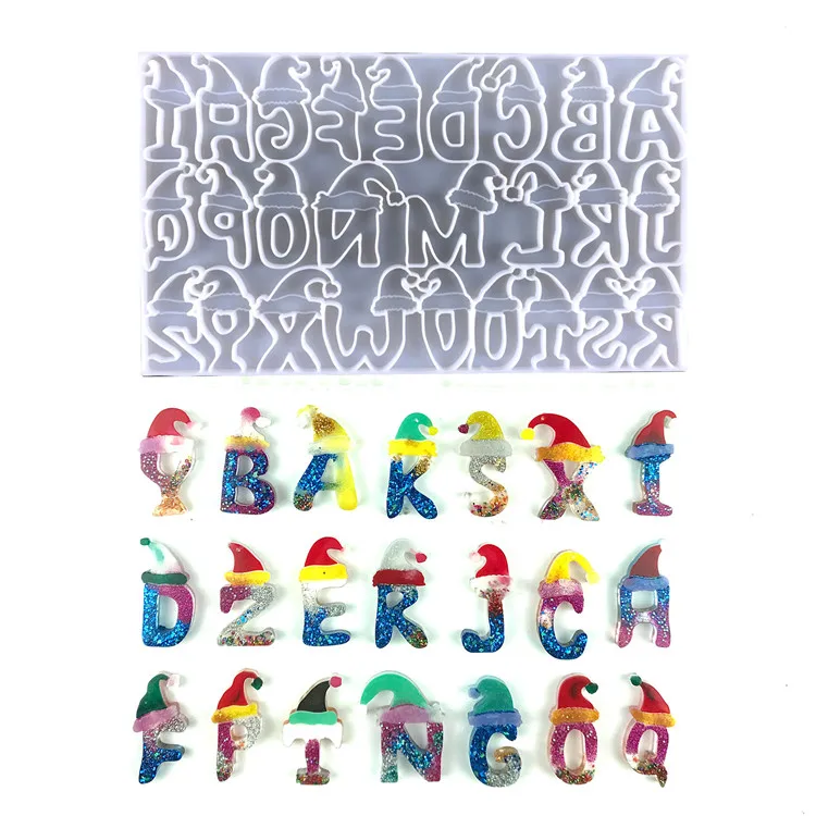 

Y3580 Diy epoxy resin christmas alphabet letter silicone pendant molds, Blue