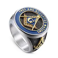 

Free and Accepted Masons Ring Stainless Steel Men's Freemason Masonic Biker Ring