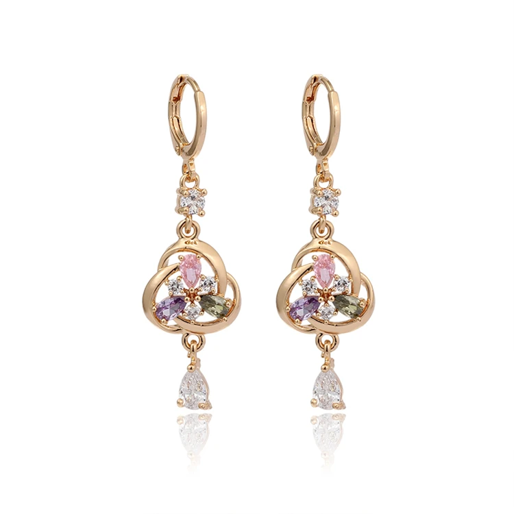 

vintage multi color gold gemstone cz earring