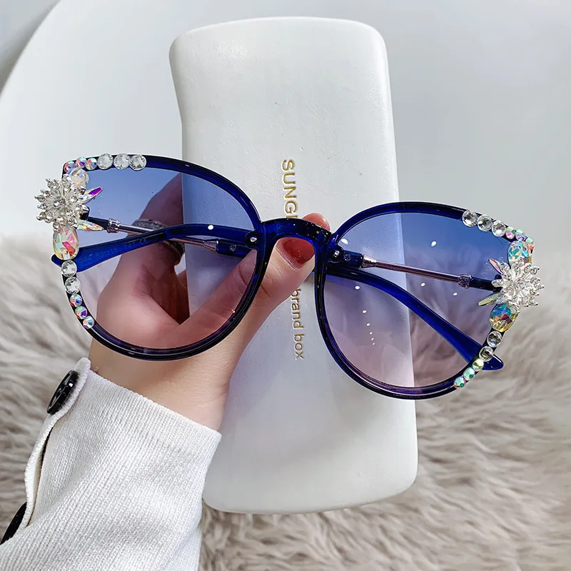 

Oversized Rhinestone Custom Pink Fashion Luxury Womens Manufacturer Shades Vintage Cat Eye Sunglasses Kacamata Hitam