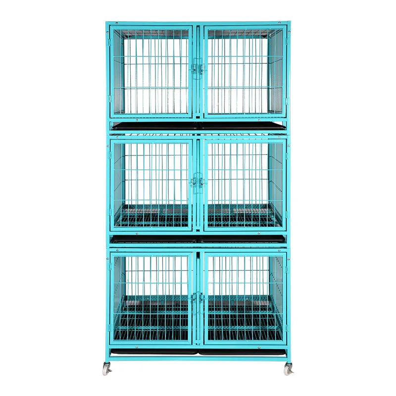 

High Quality Metal Dog Cage Multi-layer Pet House Dog Kennel Crate with Partitions and Wheels for Pet Dog Cat, As picture