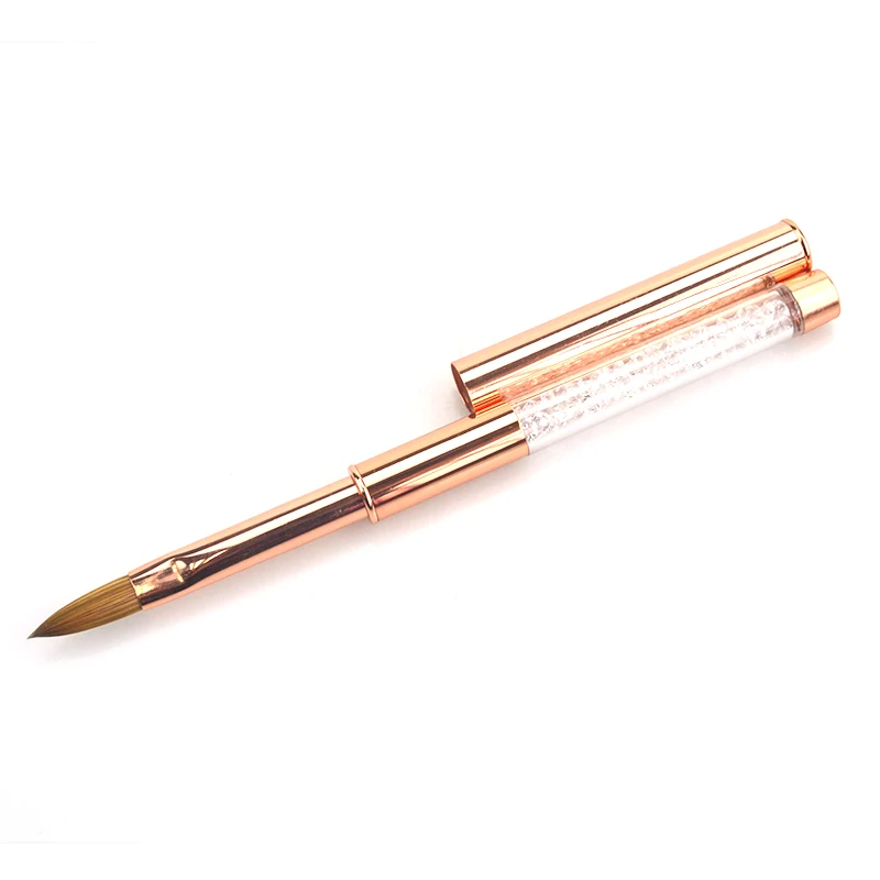 

Best seller Makeup Nail Art Rose gold kolinsky nail brush with Rhinestone