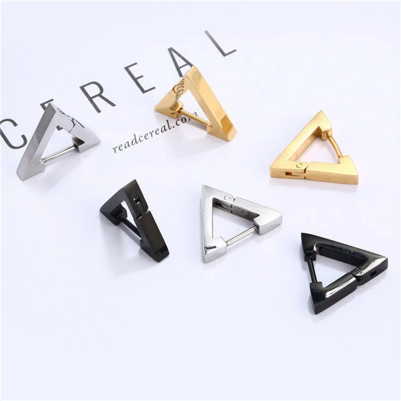 

Cute 316 L Stainless Steel Real Gold Plated Silver Gold Gun Black Color Simple Geometric Triangle Stud Earrings