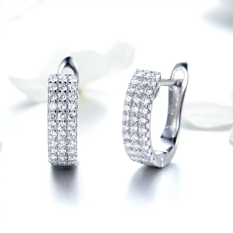 2024 New girl silver Earring Genuine Fine Silver Jewelry Clear Zircon s925 Gemstone Hoop Earrings 925 Silver for women