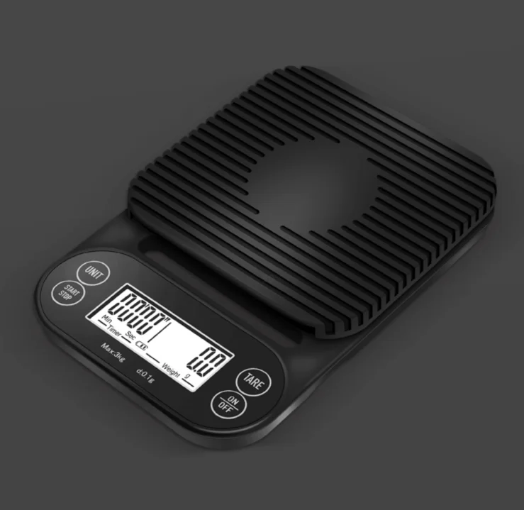 

3kg 0.1g Household Scale Electronics Timer Weighing Scale Digital Coffee Kitchen Scale, Black