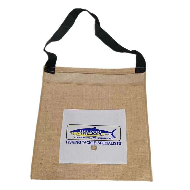 

Reusable Eco Burlap Shopping Tote Hessian Jute Fishing Tackle Packing Bag, As customized color