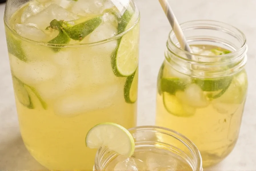 Variations of homemade ginger ale with different flavor additions in glass bottles