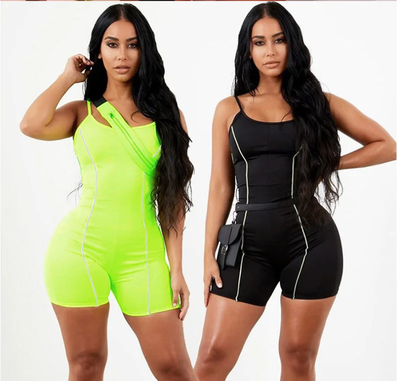 

Biker short romper falda mujer one piece rompers and summer jumpsuits women 2021 for Ladies, Customized color