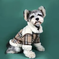 

Fashion lamb fleece Plaid dog coat winter thickened warm pet coat wholesale