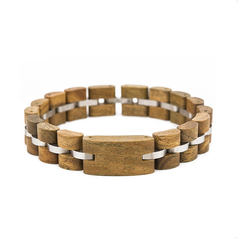 

DODO DEER Steel Wood Bracelet Beaded Bracelets Bangles Silver Plated Fashion High Quality Eco Handmade Wholesale Custom Ladies