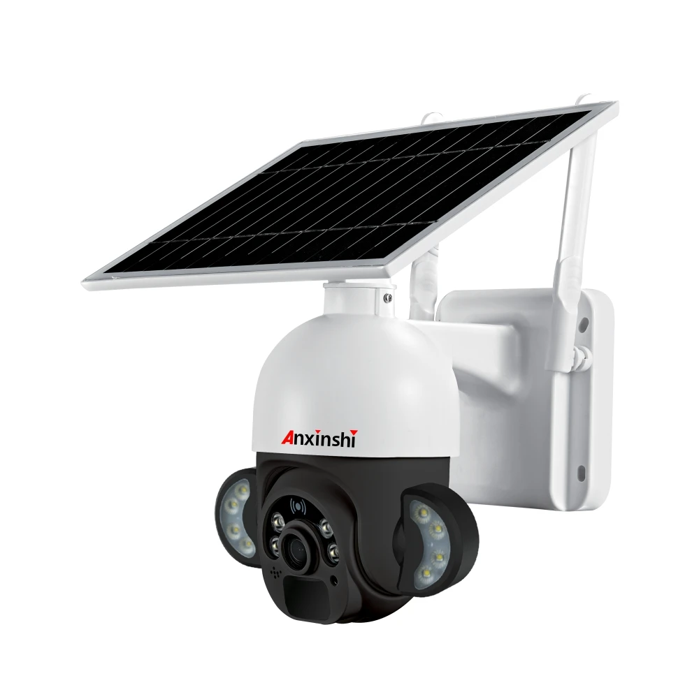 

Anxinshi Outdoor Wireless cctv solar powered system PTZ camera 4G Smart Solar Power Floodlight PTZ Camera-4G