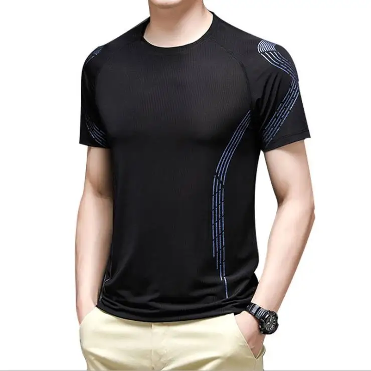 

Summer Men Round Neck Short Sleeve Slim T-Shirt Fashion Breathable and Quick-drying Tee Shirts Male Casual Tops, 8 colors