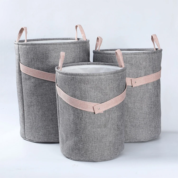 

Amazon top seller cheap customized grey fabric canvas cotton foldable laundry basket hamper wholesale, Grey,customized color