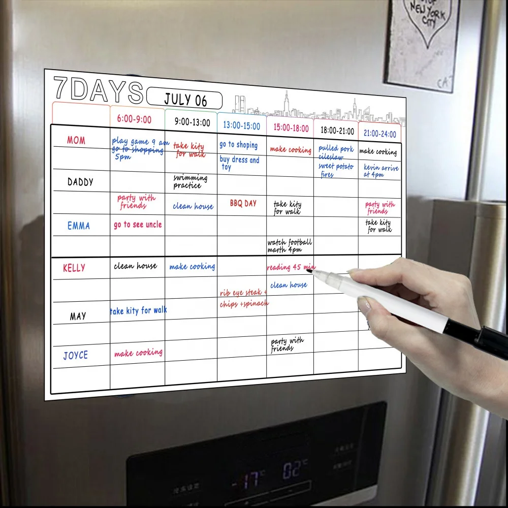 
2020 New Design Fridge Magnetic Whiteboard PET Paper Weekily Calendar 