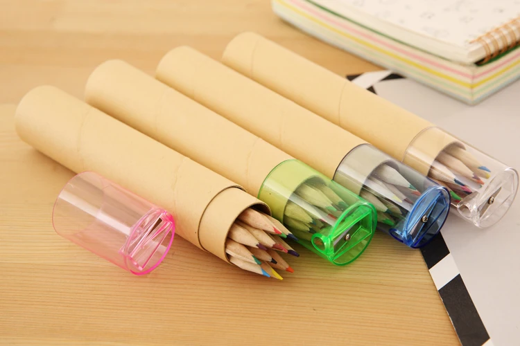 
Promotional Eco-Friendly Professional Natural Rainbow Short Wooden Coloured Pencil 12 Color Pencils Set With Box 