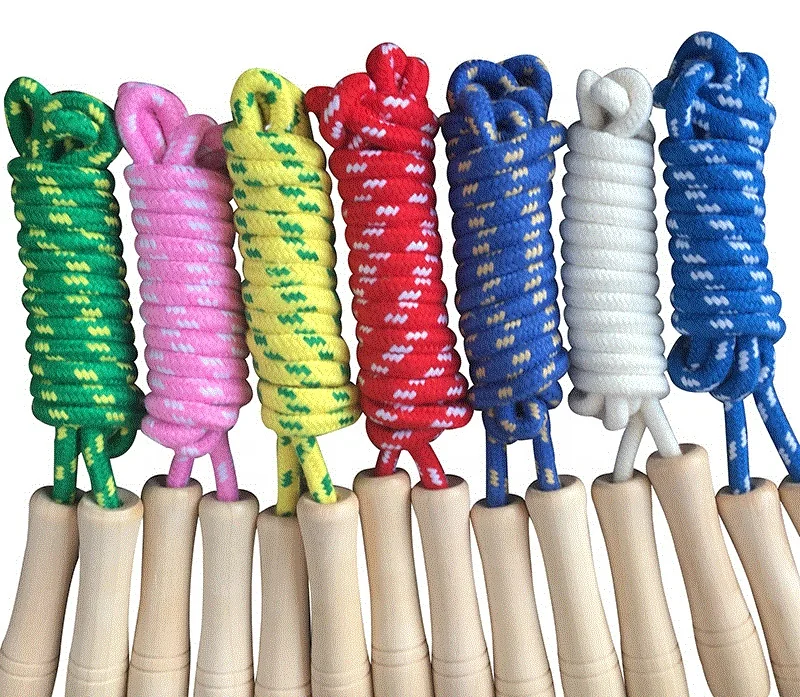 

Cotton colorful skipping fitness wooden handles adjustable jump rope, Pink,red,white ,blue,green